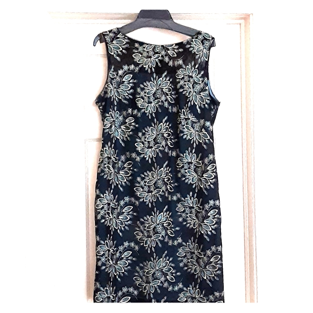 Gold embroidered dress in peacock blue